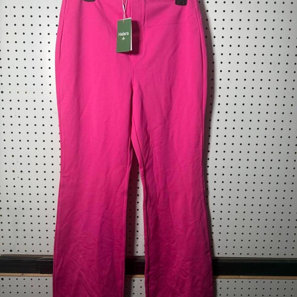 New Halara Pants Womens Large Pink Flare Wide Leg Office Casual Stretch
